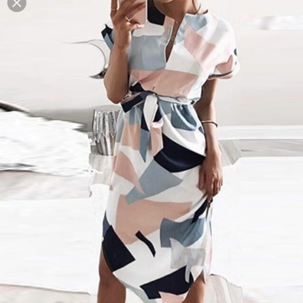 NBW colorful geometric Midi dress